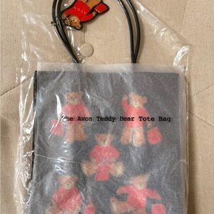 Vintage Avon Teddy Bear Black Mini Bag with Red Accents NWOT!!